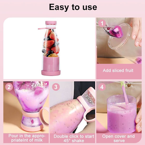 Bärbar mixer, Mini USB-mixer, Milkshake, Fruktjuice Mixer Smoothie, Färsk Juice Mixer