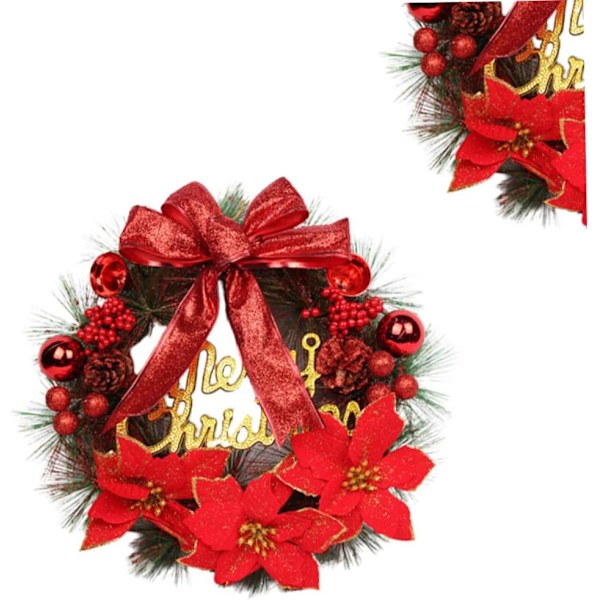 Snöig Julkrans Jul Heminredning Nativitetspynt Rosett Juldörrkrans Juldörrkrans - Röd