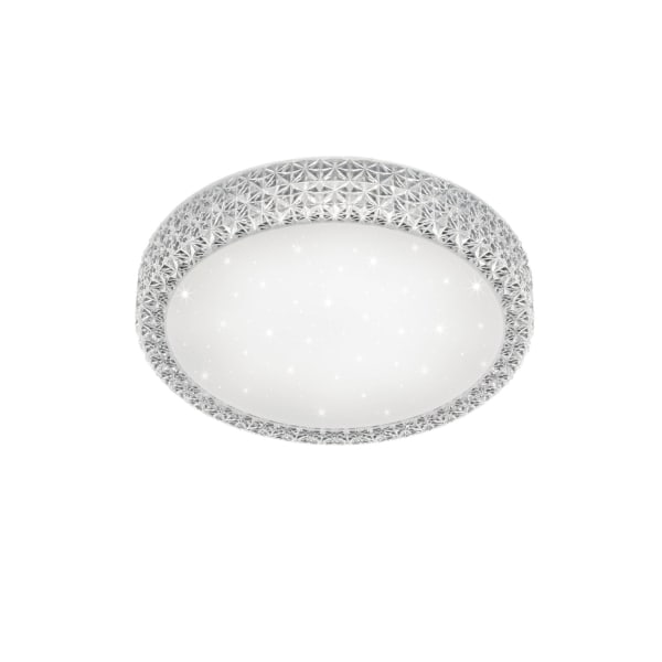 LED-taklampe, akryl, integrert, 18 W, transparent, diameter 38,5 cm, hvit