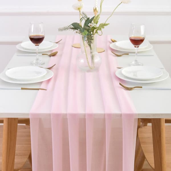 Chiffon bordslöpare - 300 x 70 cm - Rosa
