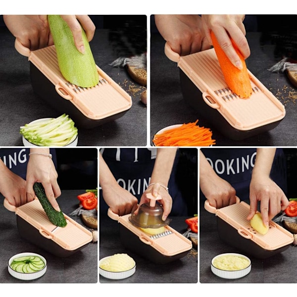 Rivjärn Slicer Grönsak/ost Slicer Mat Slicer Cutter 5-i-1 för Prep Multi-Funktion Kökshjälp Hackare Skalare med Handskydd-grön