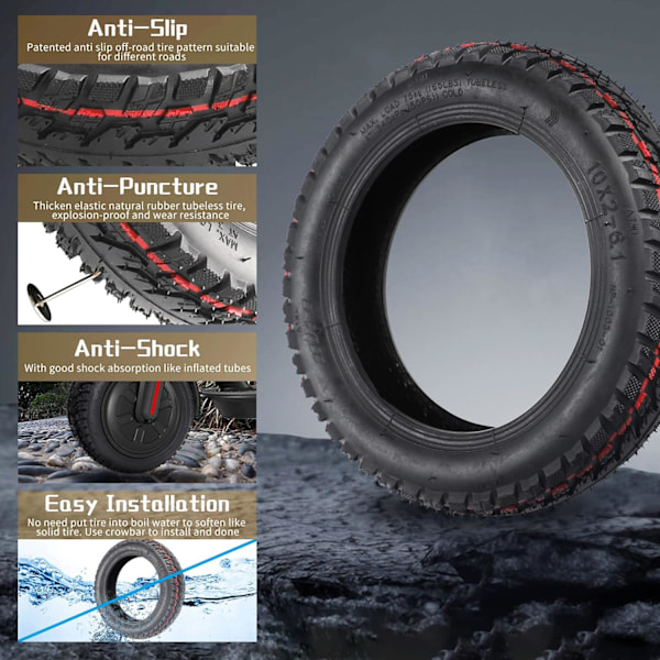 10 x 2-6.1 Dæk Tubeless til Xiaomi M365/Pro/Pro2/1S/Lite/3 El-Scooter 10 Tommer Hjul Udskiftningshjul til Scootere