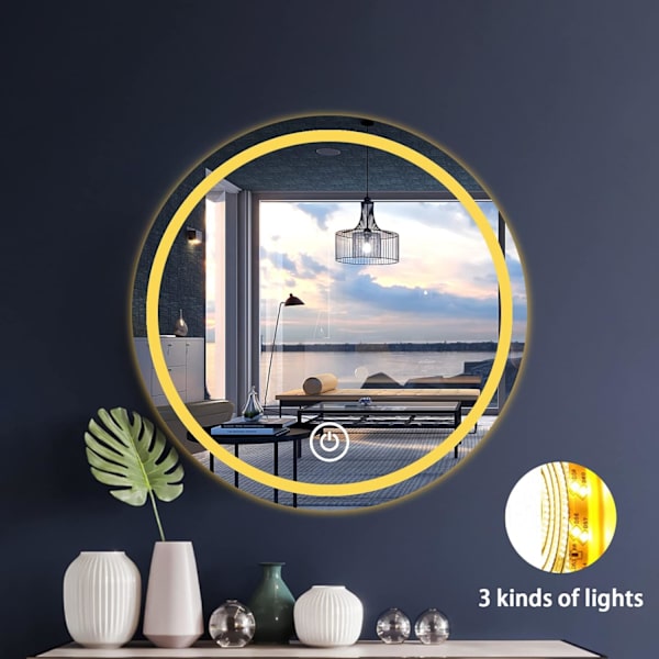Runda väggspeglar för vardagsrum badrum smink LED-spegel för sovrum (40CM)