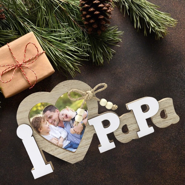 I Love Papa Kuvakehykset Koristeet Puinen valokuvateline Henkilökohtaiset valokuvakehykset Papa Lahjat Isoisän syntymäpäivälahja papa