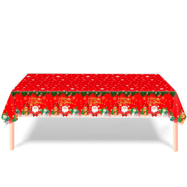 Joulupöytäliina, Joulupöytäkoristeet Punainen joulupöytäliina joulupukin ja lumiukon kanssa, 137*274cm kertakäyttöinen muovinen cover