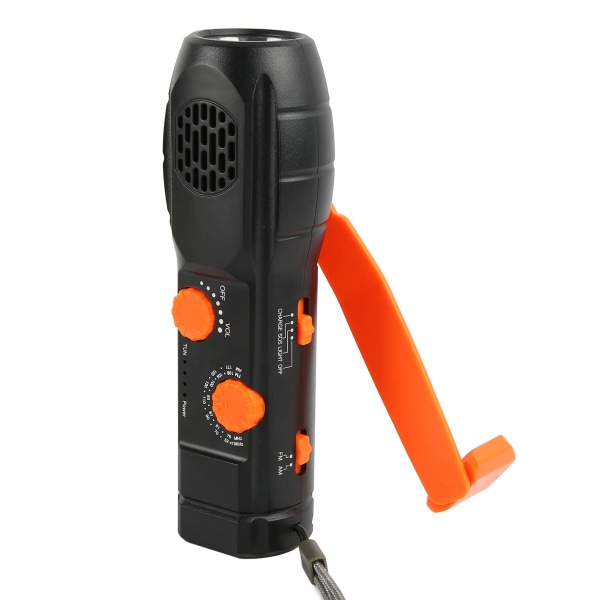 Nödhandvevad solradio, bärbar väderradio med AM/FM, SOS-larm, 1200 mAh batteri USB-laddning (svart)