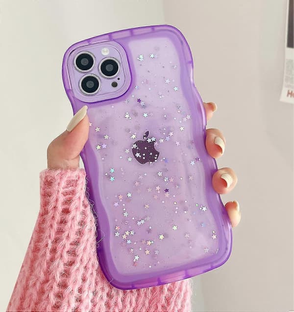 1 st iPhone 14 mobilskal böjd kant våg sött skyddsfodral