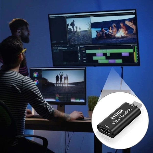 Ääni- ja videokaappauskortti, 1080p HDMI-USB-sovitin, kannettava Plug & Play -kaappauskortti