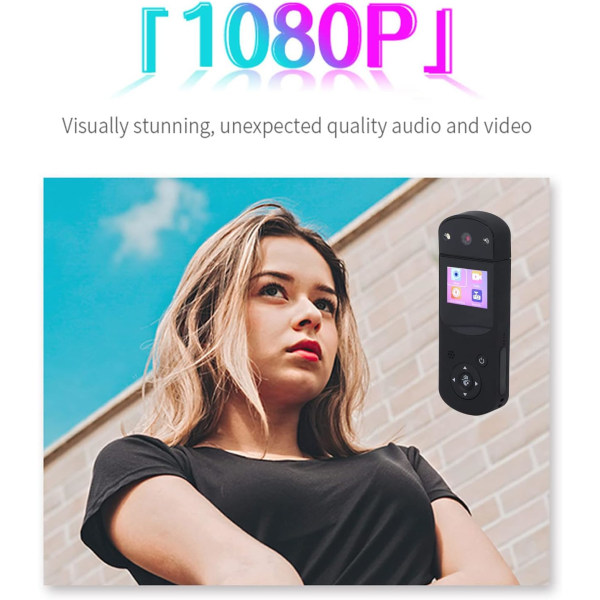 Mini kamera, 1080P HD bærbar DV-kamera med fylllys infrarød nattsynfunksjon, HD minikamera, lang standbytid (svart)