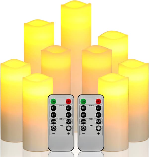9 stk. Flammeløse LED-lys