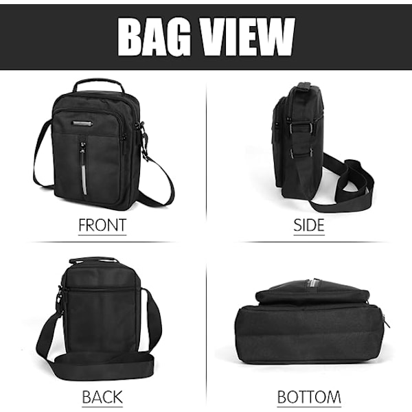 Skuldertasker til mænd, Crossbody-tasker Små kurertasker til mænd, Herretasker Business-tasker Casual-tasker Rejsetelefon-tasker til arbejde Vandreture（Sort） Black