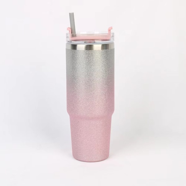 30oz Tumbler oljella ja kannella, Ruostumaton teräs kahvikuppi, Matkamuki eristetty kuppi, Smoothie-pullo eristetty kahvikuppi Gradient pink