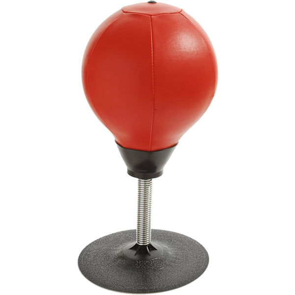 Stressboll för skrivbord med stark sugkopp - Pump ingår - Stressreducerande hastighetsboll som tål slag, kontorsleksaker för vuxna (röd)