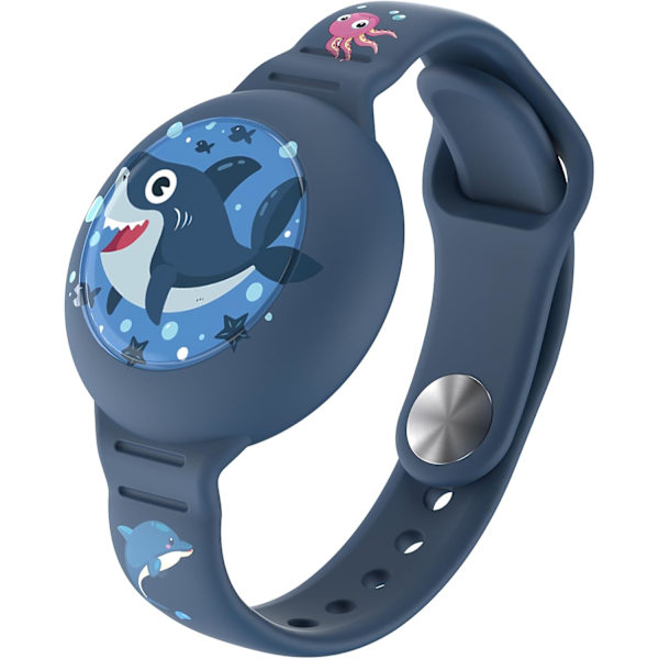 Yhteensopiva AirTag-lastenrannekkeen kanssa, söpö AirTag-ranneke lapsille, säädettävä piilotettu kellohihna AirTag-pidikkeelle Apple AirTagille, pehmeä silikoninen shark