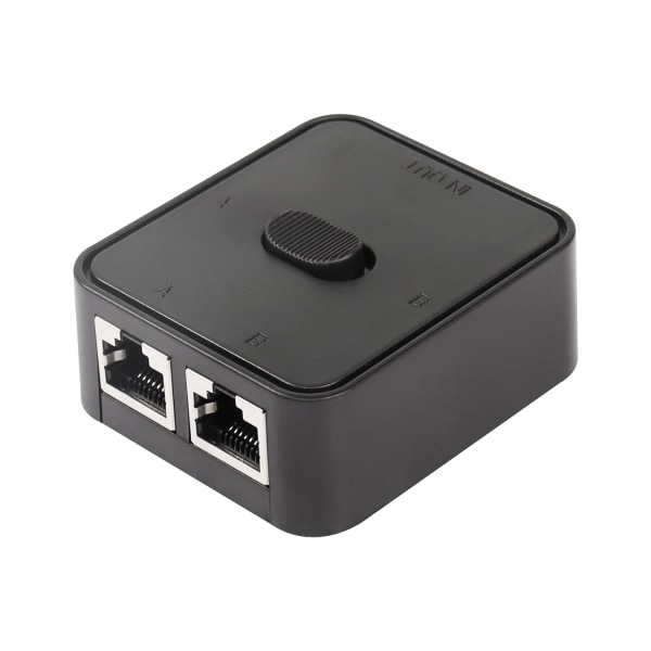 Nettverks-LAN-svitsj 2 porter, RJ45-nettverksnøkkelbrytersplitter-velgerboks, 100M 2 i 1 ut eller 1 i 2 ut, 2-porters nettverkshub svart
