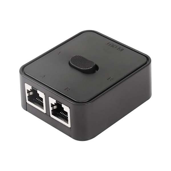 Netværks LAN-switch 2 porte, RJ45 netværkstast-tryk switch splitter selektorboks, 100M 2 i 1 ud eller 1 i 2 ud, 2 port netværkshub sort