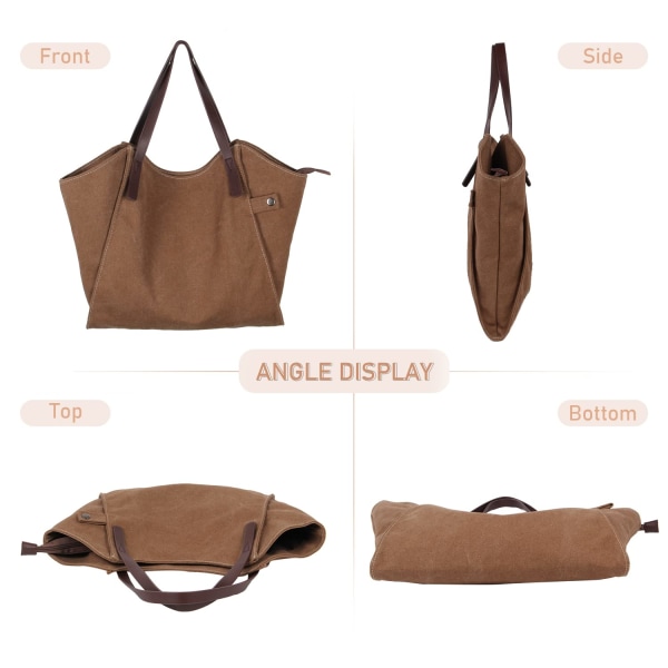 Skulderveske i lerret for kvinner Casual Hobo Shopper Tote Bag for Work School
