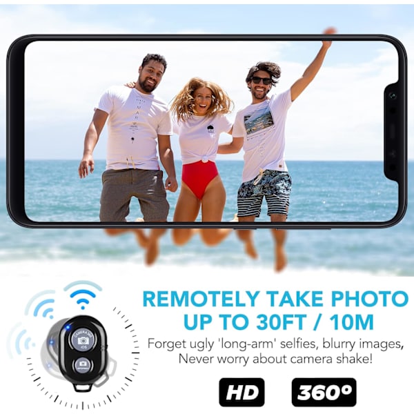 2-pack Trådlös Kamerafjärrkontroll - Trådlös Fjärrkontroll för iPhone & Android Telefoner iPad iPod Tablet, Klickare för Foton & Videor