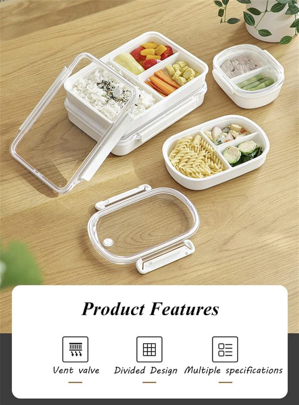 Divided Lunch Box, 2 roms matboks for barn og voksne, matbeholdere for skolearbeid, reiser - 950 ml