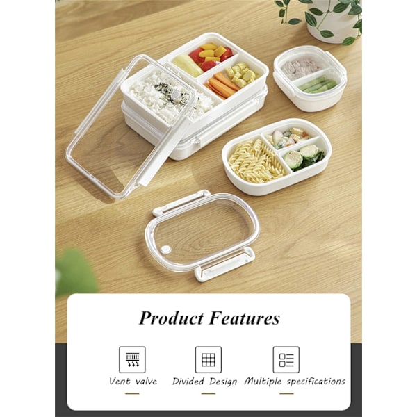 Divided Lunch Box, 2 roms matpakkebeholdere for barn og voksne, matbeholdere for skolearbeid Reise-350ml