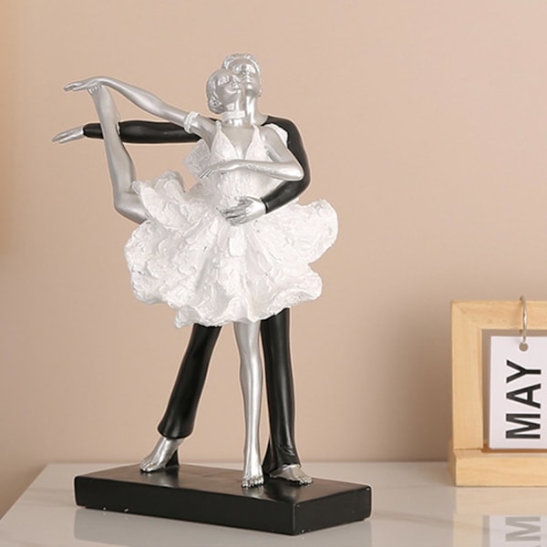 Ballettdanser-statue for hjemmedekorasjon i harpiks silver1