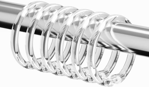 12 st Duschdraperiringar i plast, enkla snäppstängningskrokar för duschdraperi, transparenta