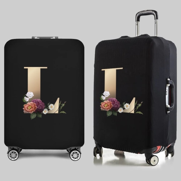 Indledende bogstav trykt design rejsevogneskuffert cover Protector Vaskbart kuffertcover Bagageopbevaringscover til 18-20 tommer kuffertcover S