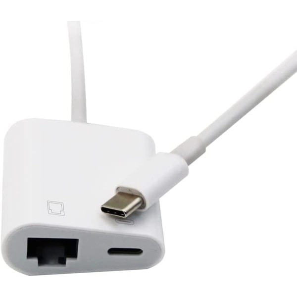 USB C til Ethernet-adapter, USB Type C til Gigabit Ethernet-adapter med ladeport, Thunderbolt 3 til RJ45 LAN-adapter