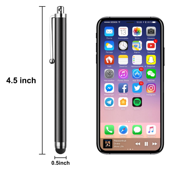 Stylus-penner for berøringsskjermer, 10 pakke universelle kapasitive berøringsskjermpenner for iPad, nettbrett, Samsung Galaxy, smarttelefoner, alle universelle