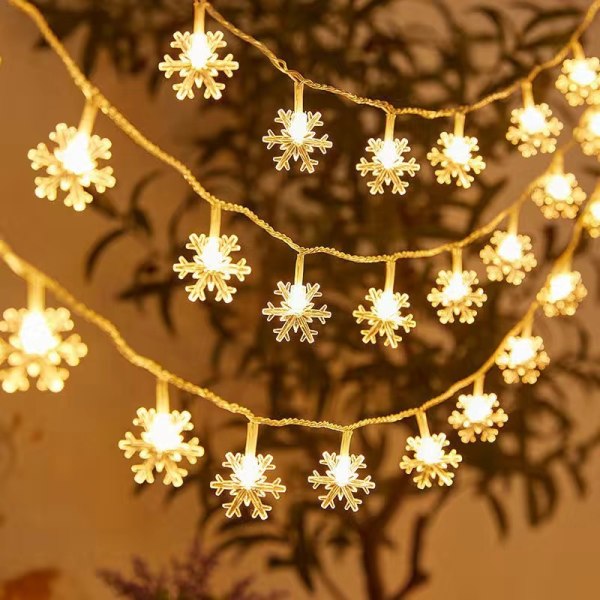 Fairy lights utomhus, batteridriven, 10 m 80 LED ball fairy lights, globe fairy lights för Halloween, jul, inomhus, utomhus, trädgårdsdekoration snowflake
