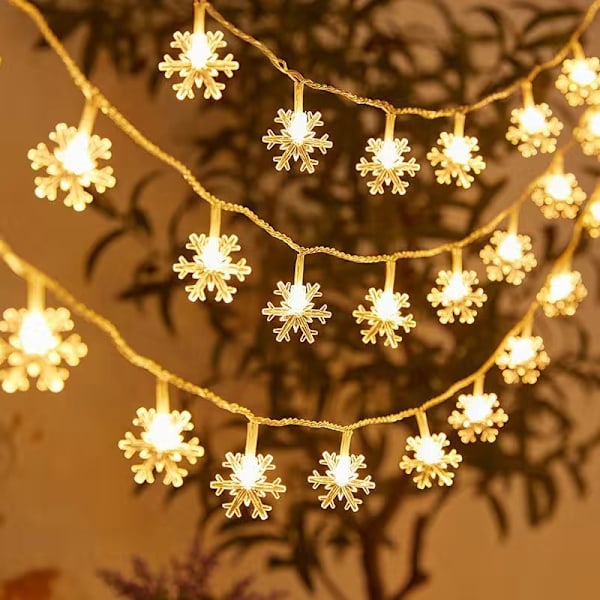 Utomhus ljusslinga, batteridriven, 10 m 80 LED-boll ljusslinga, glob ljusslinga för Halloween, jul, inomhus, utomhus, trädgårdsdekoration snowflake