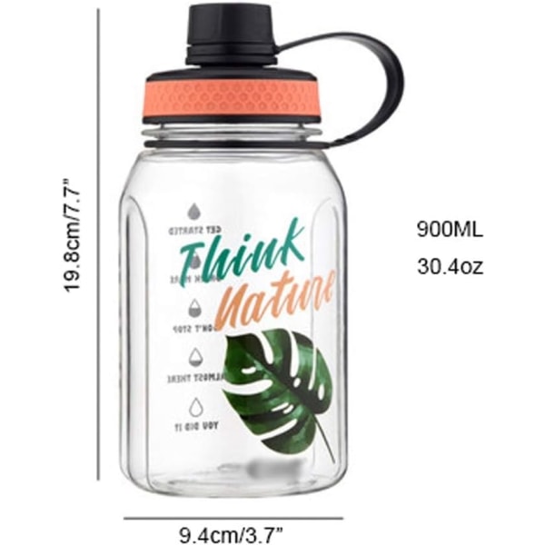 Vattenkopp Vattenflaska, Sport Vattenkanna, 900ML Fitnessflaska, Vattenflaska (Färg: Grön, Storlek: 900ml) Green