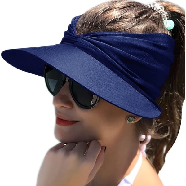 Visiirihattu, aurinkohattu Naisten aurinkosuojahattu rantahattu leveäreunainen aurinkohattu UV-suojalla urheilugolftennikselle ulkorannalle 56-65 cm Navy Blue