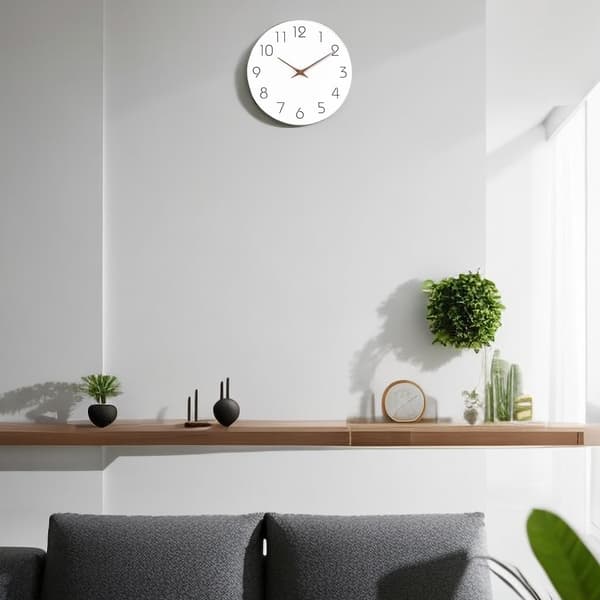 25cm Träväggklocka Tyst Tickfri Väggklockor - Kvalitets Quartz Batteridriven - Modern Enkelhet Vit white