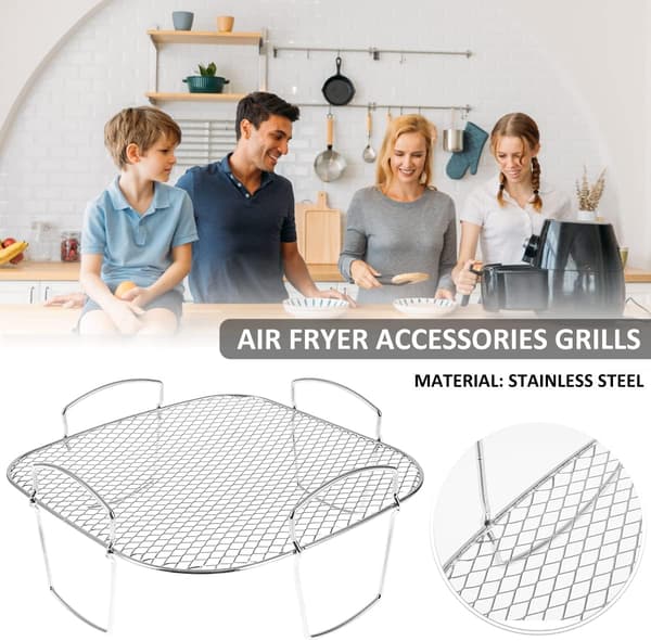 Luftfrityrkurv Grillrist Rustfritt Stål Dehydratorrist Multifunksjonell Matlagingsrist Toastrist Luftfrityrtilbehør Robust Kvadratisk Rist