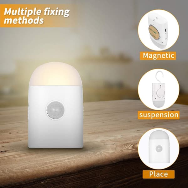 LED-nattlys med bevegelsessensor, (1 stk) USB-oppladbar nattlampe, lyssensor nattlys, skaplampe