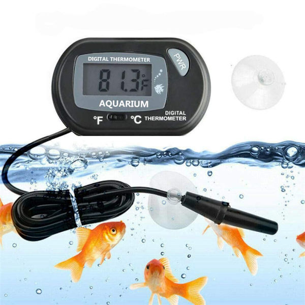 LCD-akvarietemperaturmätare, digital termometer med sugkopp, digital akvariefisktermometer, termometer med sond