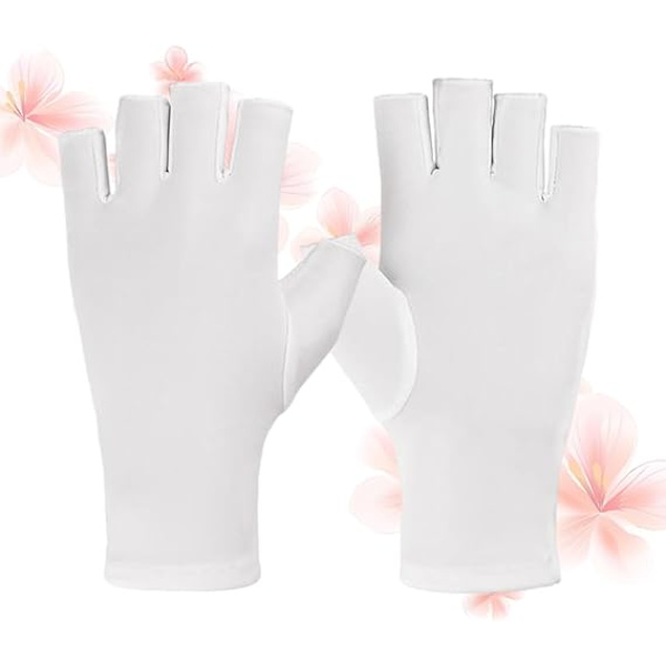 Hög elastiska solskyddshandskar dam sommar tunn utomhus körning anti-ultravioletta handskar halv finger två finger handskar-vit