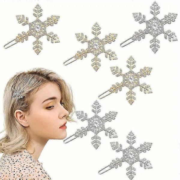 Glittrande snöflinga strass hårnålar 6 stycken, brudhårnålar i kristall