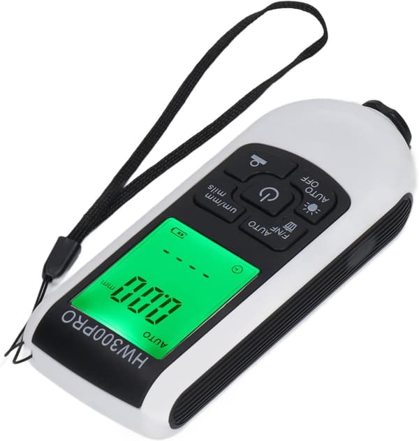 Digital Coating Thickness Gauge, Portable Paint Thickness Meter, 0-2000UM Range, Coating Measuring Tool for (White) White