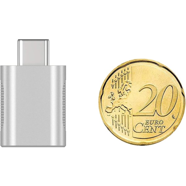 USB C - USB -sovitin (2-pakkaus), USB-C - USB 3.0 -sovitin, USB Type-C - USB -sovitin (hopea) silver