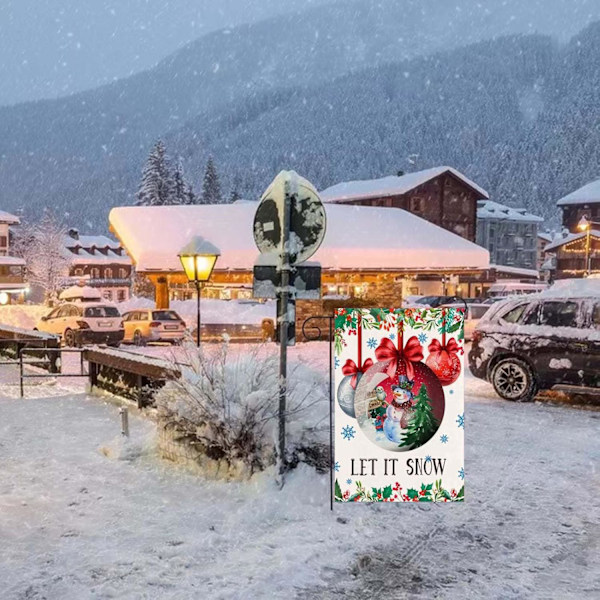 Julehageflagg 12x18 Tommer Liten Dobbeltsidig, La Det Snø Jute Utendørs Hage Vinter Sesonglig Landsted Hage Utendørs Dekorativt Flagg