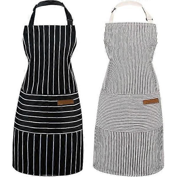 2-pack förkläden - Unisex, justerbart haklappsförkläde för kök, matlagningsförkläde