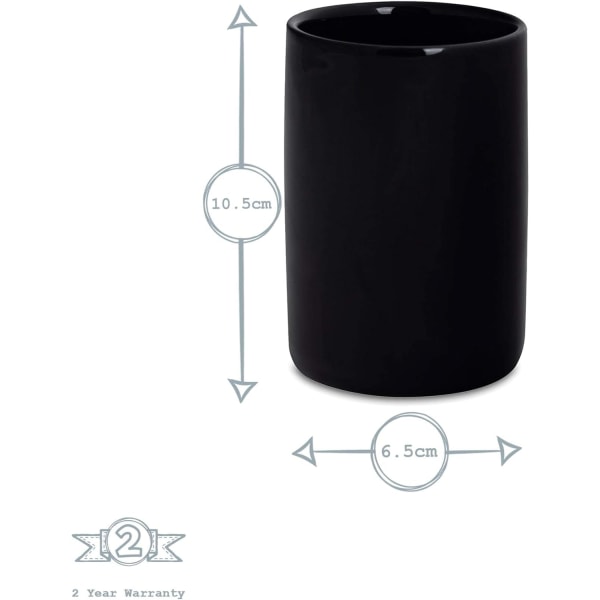 Hammasharjateline - Lasitettu keraaminen kylpyhuonekuppi - Musta Black