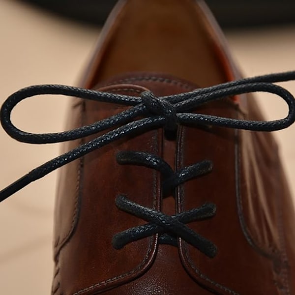 Pyöreät muodolliset mekkojen kengännauhat, halkaisija 2,5 mm ohuet Oxford-kengännauhat Brogues Derby- tai Blucher-kengille (musta) Black