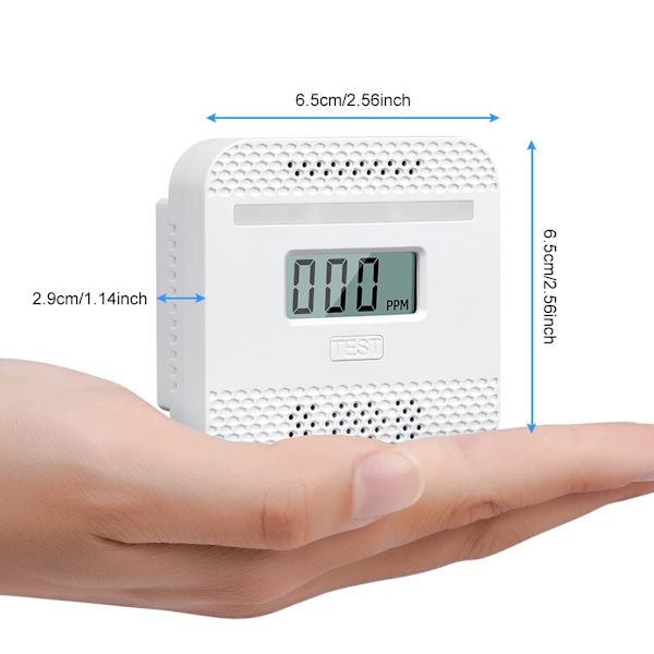 Älykäs hiilimonoksidi-ilmaisin LCD-näytöllä, EN 50291 -standardin mukainen, testipainikkeella ja LED-tilailmaisimella (mini, 1 kpl)