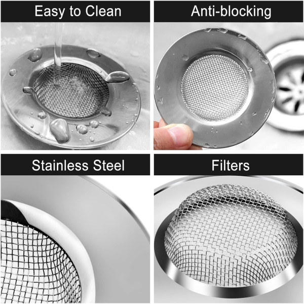 Kökssinksfilter Grossist Anti-Clogging Pool Sinksfilter Rostfritt Stål Sinks Golvavlopp