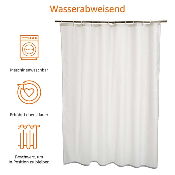 Duschdraperi 180 x 180 cm - vit, mögelresistent och vattenavvisande