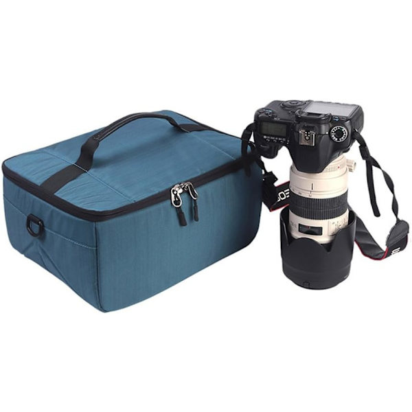 Vanntett, støtsikker skillevegg polstret kameraveske SLR DSLR beskyttelsesetui med topphåndtak og justerbar skulderstropp for DSLR-objektiv (blå) Blue