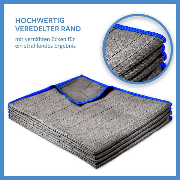 4x Professionella mikrofiberdukar för glas 400 g/m2 - strimfria - Extremt absorberande, luddfria polerdukar 50x40cm 4pc